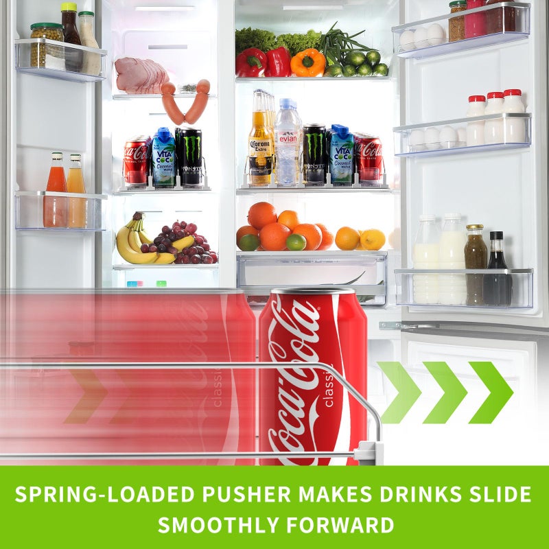 Coanto Drink Organizer for Fridge, Soda Can Dispenser for Refrigerator, Automatic Drink Dispenser for Fridge Holds up to 15 Cans, 3 Row - Image 2