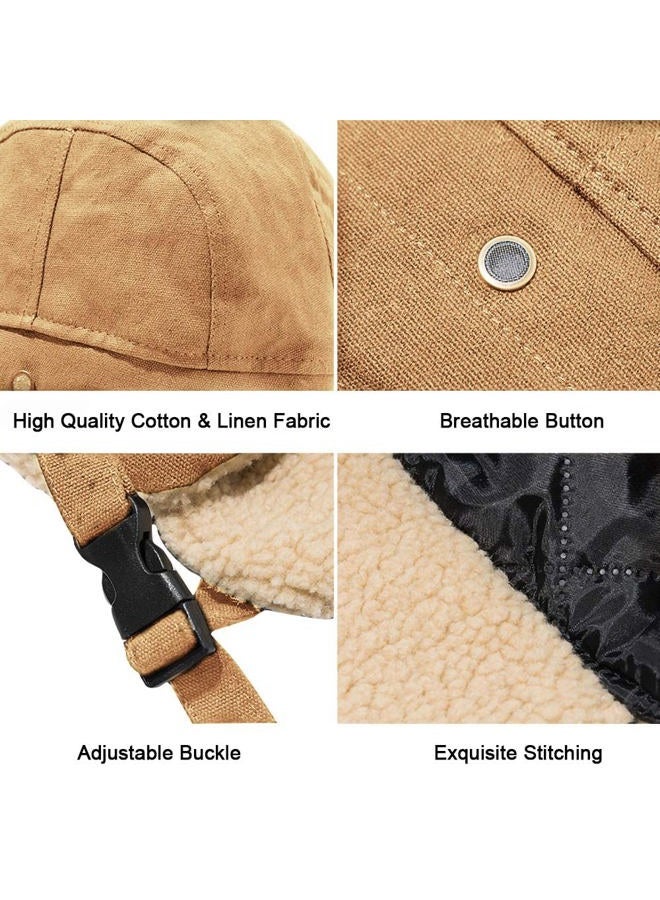 Peicees Vintage Aviator Hat and Goggles Costume Accessories Winter Snowboard Fur Ear Flaps Trooper Trapper Pilot Cap Motorcycle Goggles for Men Women Youth - Image 3