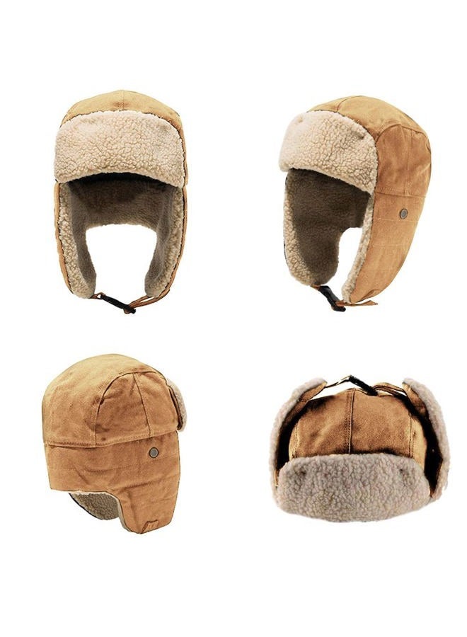 Peicees Vintage Aviator Hat and Goggles Costume Accessories Winter Snowboard Fur Ear Flaps Trooper Trapper Pilot Cap Motorcycle Goggles for Men Women Youth - Image 4