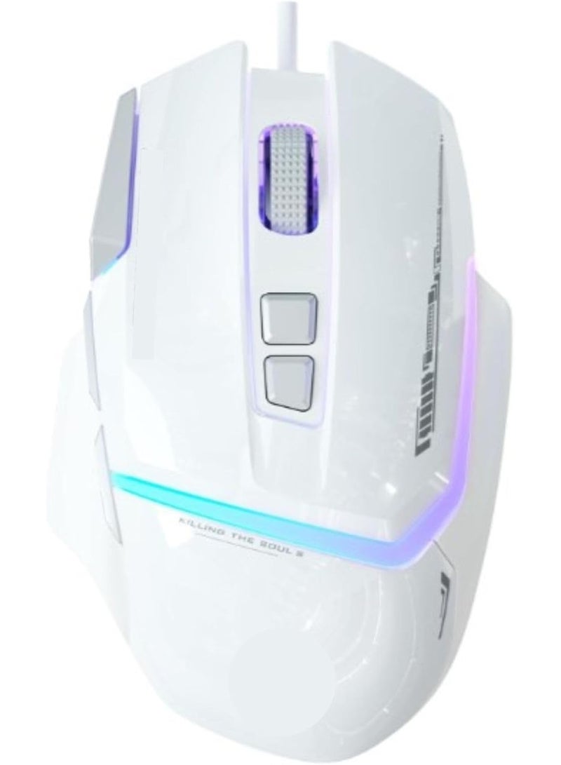 AULA S12 RGB Gaming Mouse, USB Wired, White Color with LED Lighting, Compatible with Gaming Laptops and Desktops - Image 1