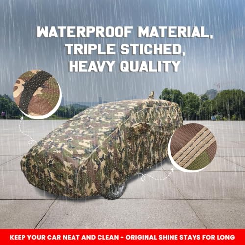 Autofact Swift Waterproof Car Cover with Mirror & Antenna Pockets, Jungle Print Army Design, 4x4 American Matty,Triple Stitched, Compatible with Maruti Swift Car Cover (2005 to 2017), Car Accessories. - Image 3