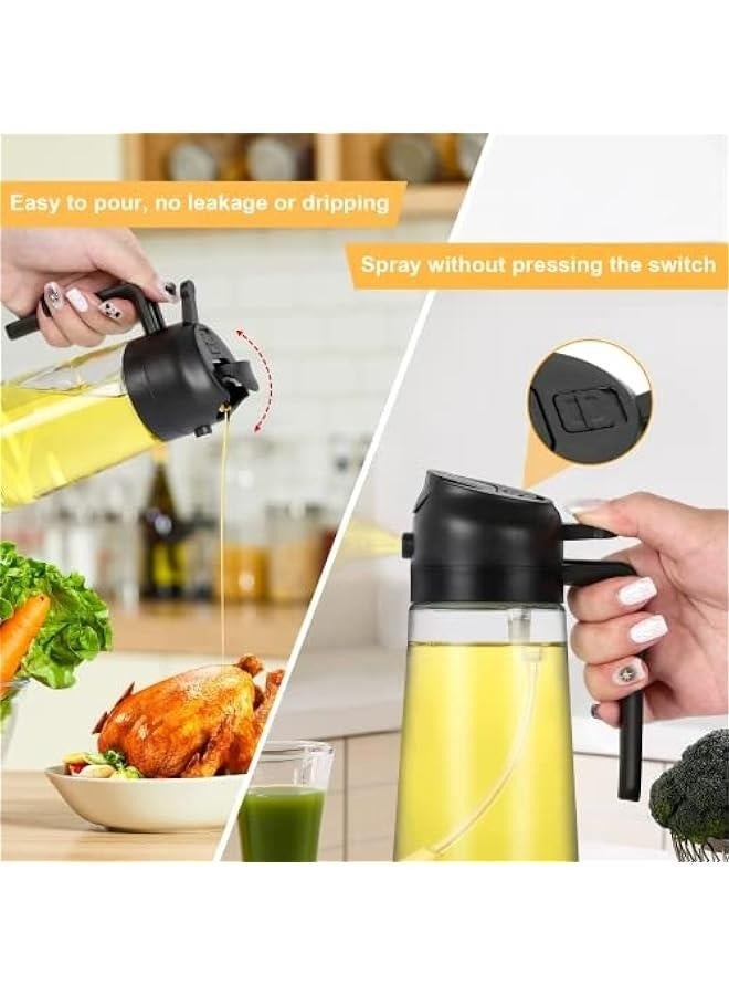 Multifunctional 2 in 1 Oil Dispenser and Spray Bottle 470ml Food Grade Vinegar Olive Oiler and Mister For Cooking Air Fryer Salad BBQ Steak Fries Kitchen Gadgets - Image 3