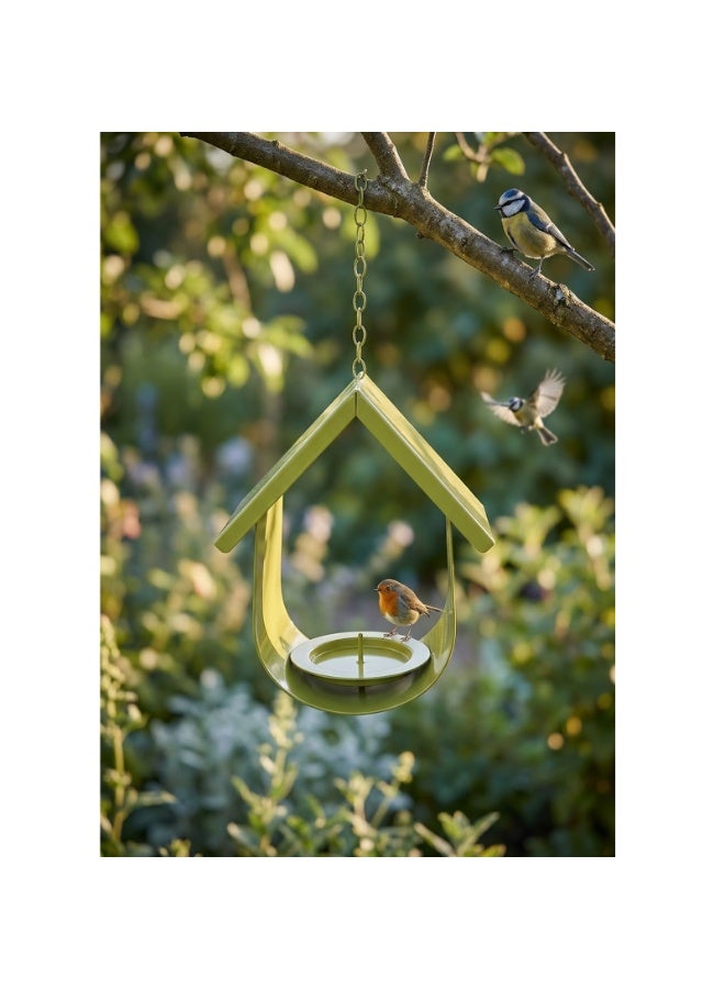 Trixie Decorative Hanging Metal Bird Feeder House with Chain - Ideal for Fat Balls, Suet, and Fruit - Durable Weatherproof Outdoor Garden Accessory - Green - 20x11.5cm - Image 1