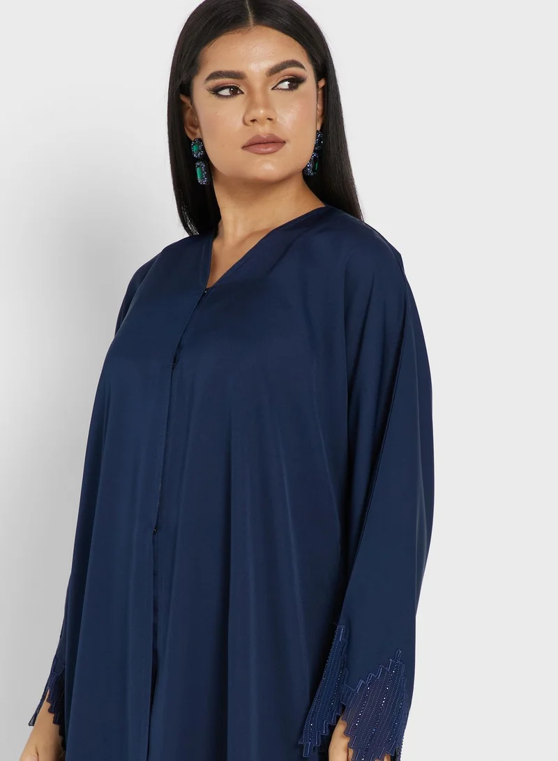 Khizana Lace Hem Detail Abaya With Sheila