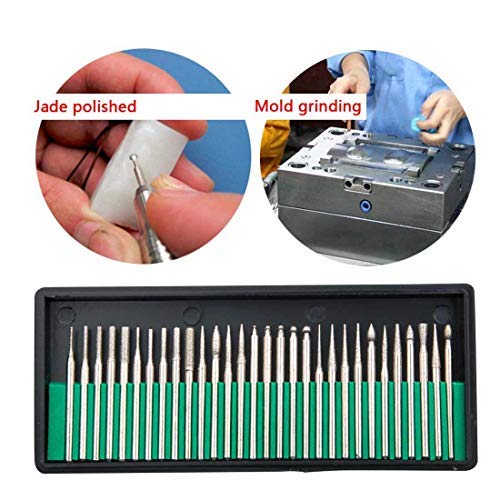 SWISSO 30pcs DIY Tool for Glass Marble Rock Jewelry Engraving Rotary Tool Set Drilling Cutting Grinding Diamond Burr Glass Drill Bits - Image 4