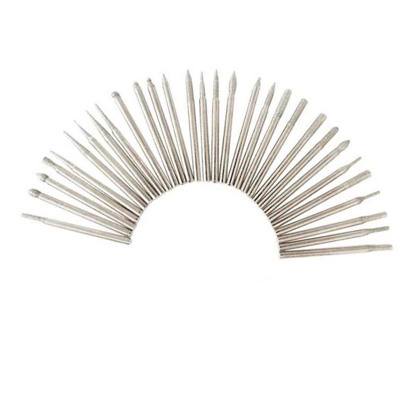 SWISSO 30pcs DIY Tool for Glass Marble Rock Jewelry Engraving Rotary Tool Set Drilling Cutting Grinding Diamond Burr Glass Drill Bits - Image 3