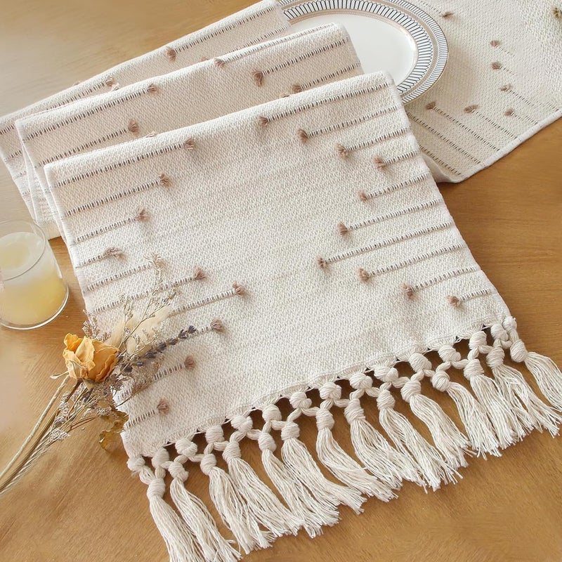 FEXIA Boho Table Runner with Tassels 90 Inches Long for Home Decor Macrame Table Runner for Room Decor Farmhouse Rusitic Table Runner for Dining Bedroom Bridal Shower (12x90 Inches) - Image 1