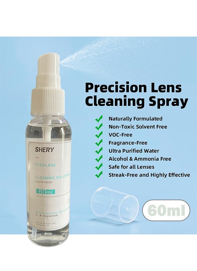 SHERY 60ml Glasses Cleaning Kit Eyeglass Cleaner Anti Fog Lens Cleaner Spray with Microfiber Cleaning Cloth Eye Glass Repair Kit with Screws and Screwdriver Tools Nose Pads  - Image 5