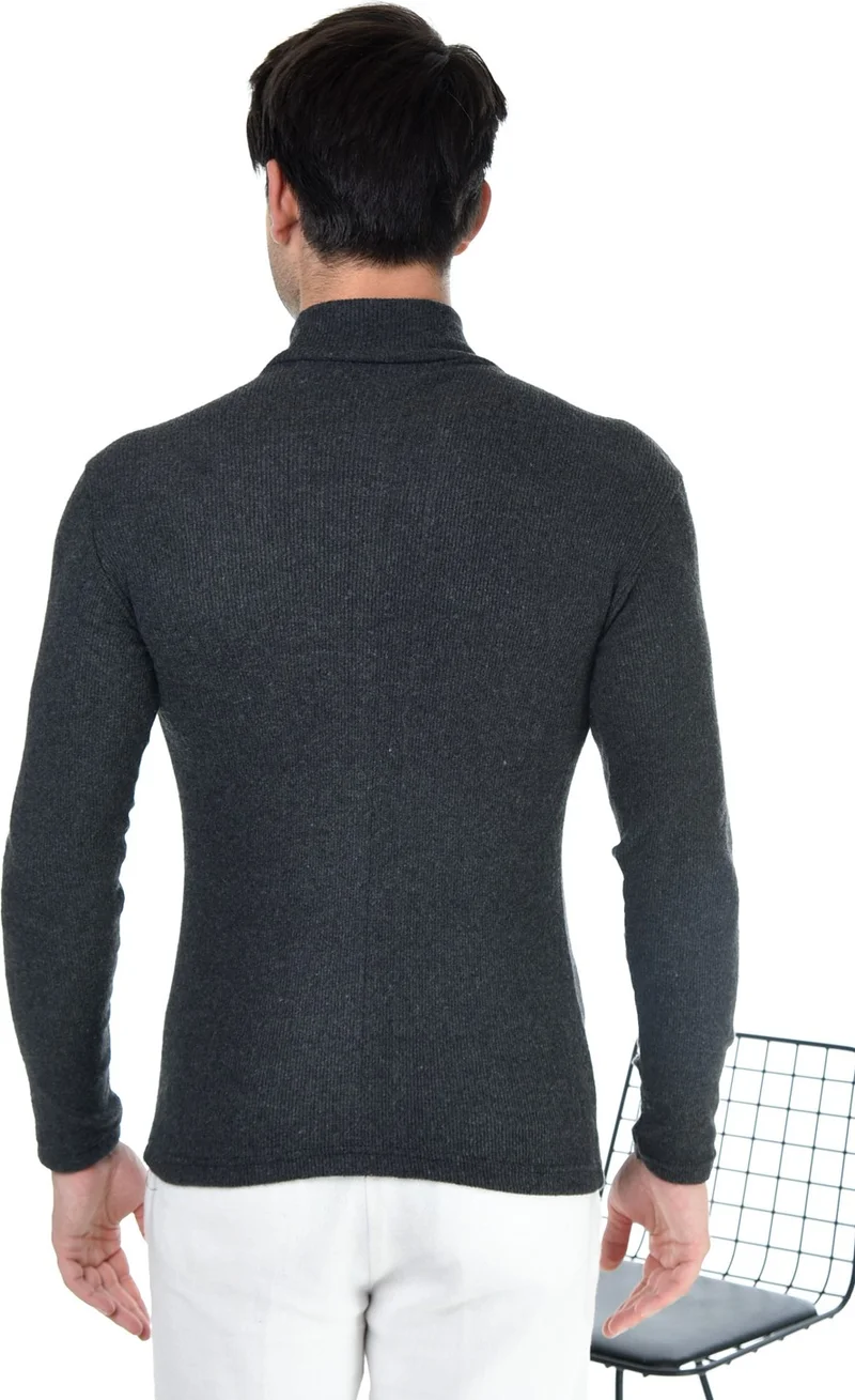 بيليفانتي كولكشن Men's Smoked Half Turtleneck Slim Fit Sweater