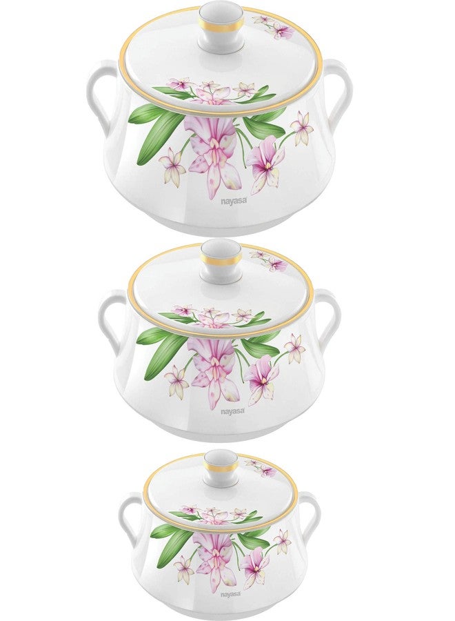 Nayasa Plastic Floral Casserole Lorenzo (500, 1000, 1500 and 2000ml)(Pink)_Set of 4 - Image 2