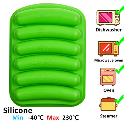 Kare Kind Kare & Kind 2x Silicone Sausage Molds - Non-Stick Flexible Hotdog Maker - 6-Cavity Baking Cooking Steaming Container - DIY Homemade Sausages - Includes 2x Silicone Mini Brushes and 20x Pastry Bags - Image 3