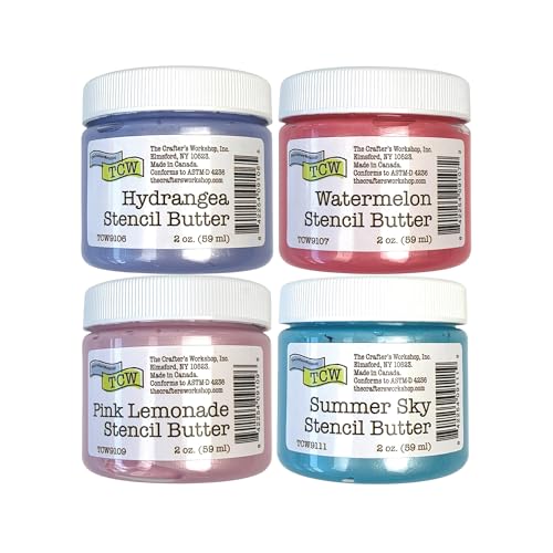 The Crafter's Workshop The Crafters Workshop Stencil Butter Blooms Acrylic Paint Set Boutique Metallic Texture Paste for Art Canvas Journals Cards 4 x 2oz Jars - Image 1