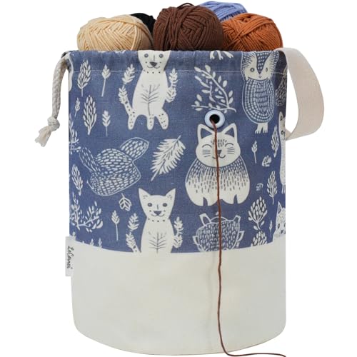 LeCorner Yarn Bag, Large Crochet Bag Organizer, Drawstring Yarn Storage Knitting Bags, Portable Mini Yarn Holder for Crocheting Project, Store Skein Ball, Needles Accessories - Image 1