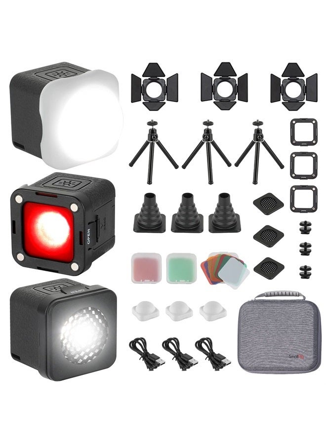 SmallRig RM01 Mini LED Video Light (3 Pack), Watreproof Portable Lighting Kit with 8 Color Filters, Dimmable Fill Photography Light 5600K CRI95 for Smartphone, Action and DSLR Camera 3469 - Image 1