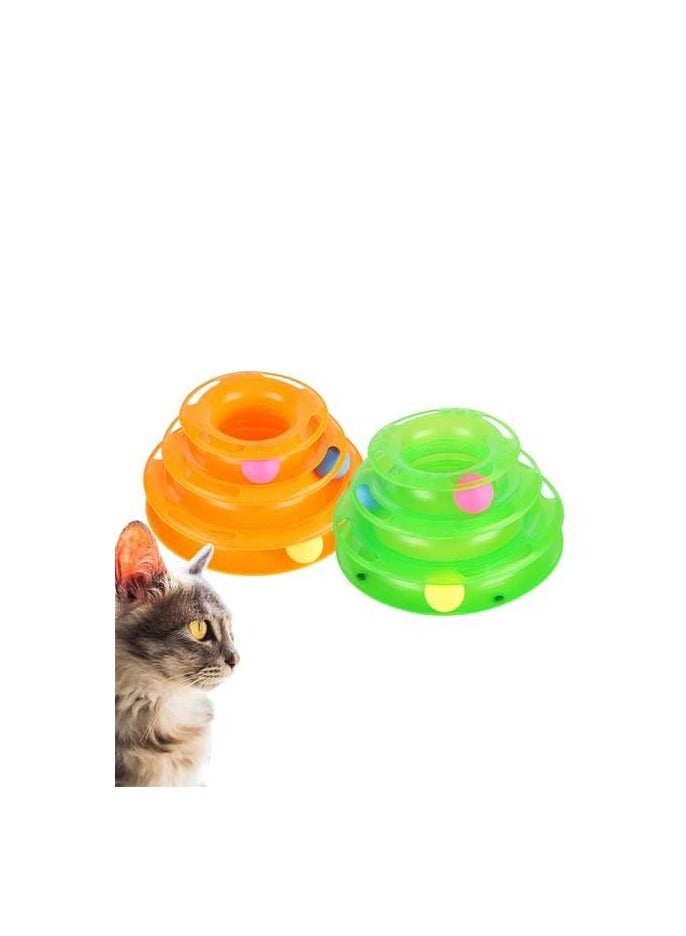 مجموعة سيتي كيتي للتدريب على المرحاض معا  لعبة القط ثلاث طبقات برج القط المسار ثلاث طبقات القرص الدوا/ متعدد الالون - Image 3