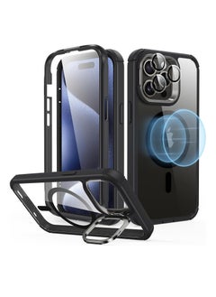 ESR ESR Armor Tough Case with Stash Stand (HaloLock), Compatible with iPhone 15 Pro Max, Clear Grey  - Image 1