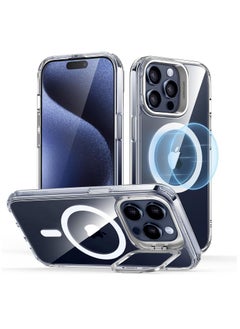 ESR ESR Armor Tough Case with Stash Stand (HaloLock), Compatible with iPhone 15 Pro Max, Clear Grey  - Image 3