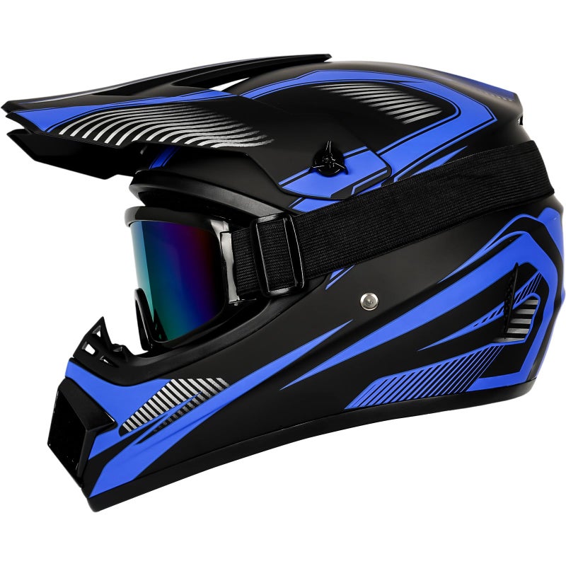 Yesmotor Youth Dirt Bike Helmet Set Includes Gloves, Goggles, Mask, Ideal Helmet for Kids 8-14, Premium Safety Gear for Dirt Bike Helmets Enthusiasts - DOT Approved (Dark Blue,M) - Image 3