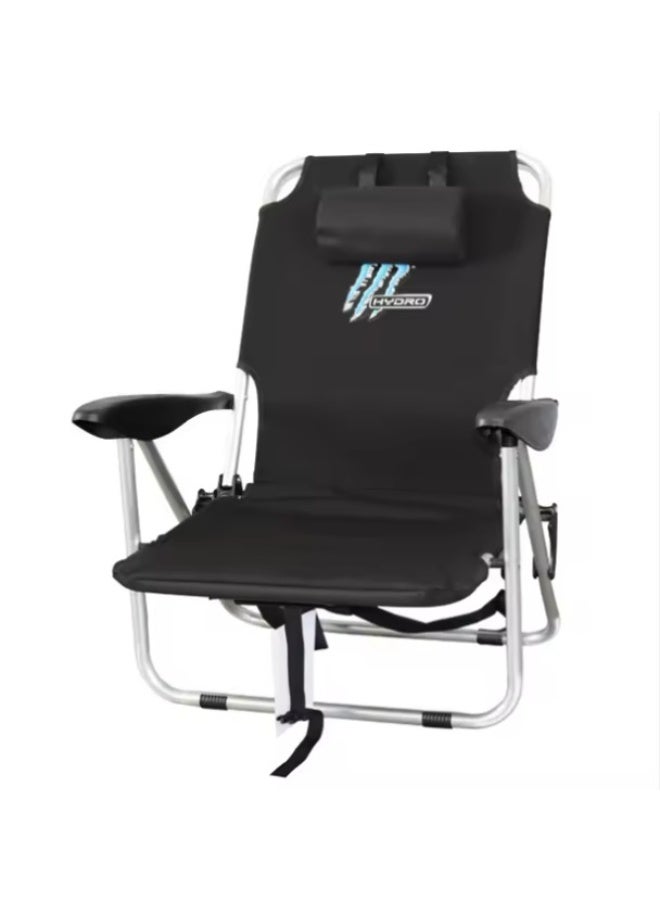 Hydro Foldable beach and camping chair with adjustable headrest and armrests – comfortable and lightweight travel chair – easy to carry and store in a travel bag - Image 1