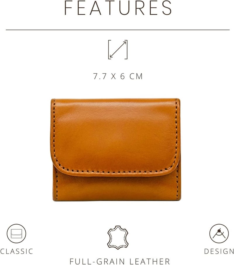 Maruse Slim Handmade Italian Leather Coin Purse for Women and Men - Honey Cognac Small Coin Pouch with Magnetic Closure, Perfect Change Purse and Stylish Leather Pouch. - Image 3