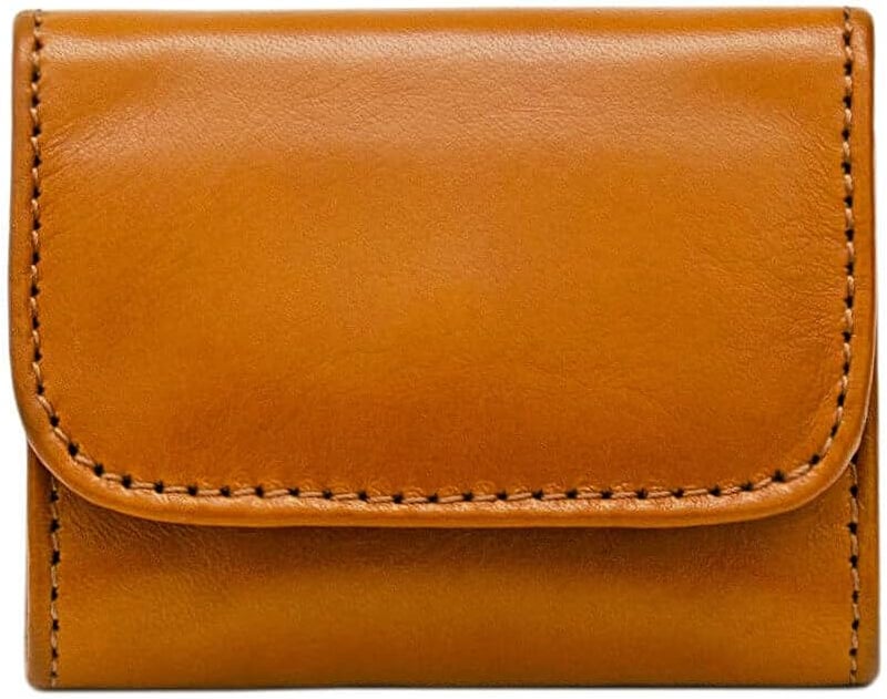Maruse Slim Handmade Italian Leather Coin Purse for Women and Men - Honey Cognac Small Coin Pouch with Magnetic Closure, Perfect Change Purse and Stylish Leather Pouch. - Image 1