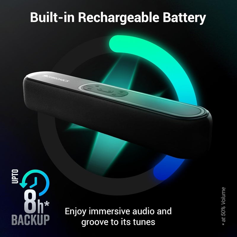 ZEBRONICS بار فيتا 201، مكبر صوت بلوتوث لاسلكي، 30 واط، حتى 8 ساعات تشغيل، محركات مزدوجة قوية، مشعات مزدوجة سلبية، مؤشر LED، BTv5.3 | USB | AUX - Image 4