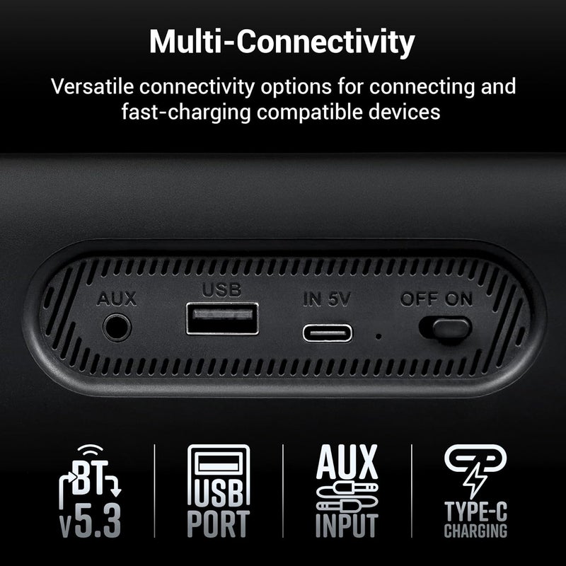 ZEBRONICS بار فيتا 201، مكبر صوت بلوتوث لاسلكي، 30 واط، حتى 8 ساعات تشغيل، محركات مزدوجة قوية، مشعات مزدوجة سلبية، مؤشر LED، BTv5.3 | USB | AUX - Image 3