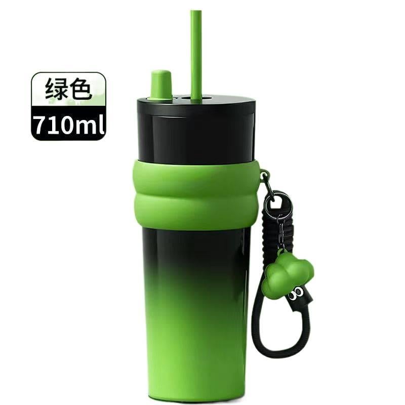 710 ml Stainless Steel Coffee Mug with Sipper Lid in Green finish , for Indoor Use - Image 1