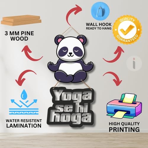 Art Monk Yoga Se Hi Hoga Wooden Wall Hanging item for Living Room Bedroom Home Decor Gifts Quotes Decor Item Wall Art For Hall Mdf Wall Decoration - Image 5