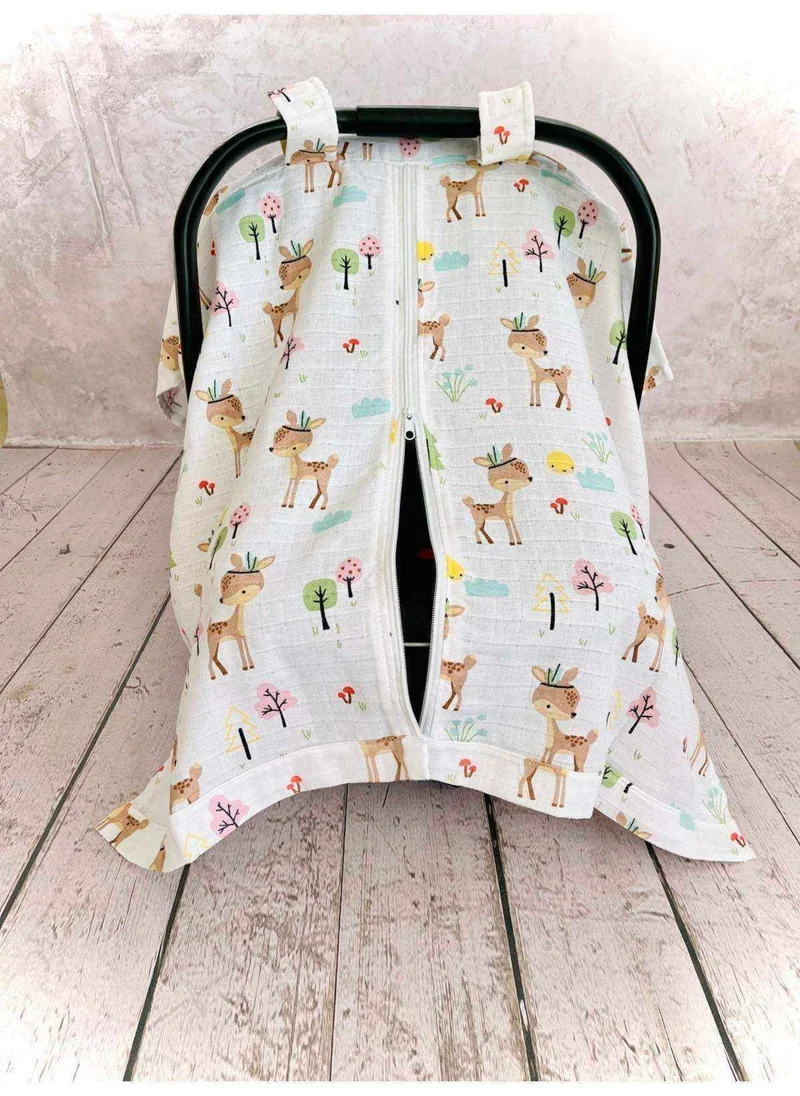 juniperus Deer Muslin Stroller Cover with Zipper