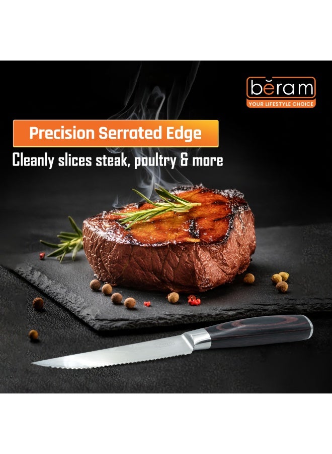 بيرام سكين ستيك بيرام 4.5 بوصة بمقبض خشب باكا وشفرة من الفولاذ المقاوم للصدأ 3CR13 – متين، مريح، قطع سلس، مناسب للتزيين والاستخدام اليومي في المطبخ - Image 5