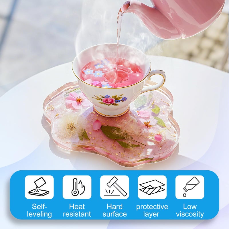 Teexpert Crystal Clear Epoxy Resin Kit 1 Gallon Self-Leveling Coating and Casting Resin, High-Gloss & Bubbles Free Resin and Hardener Kit for DIY Art, Jewelry, Table Top, Molds, Wood 1:1 Ratio - Image 5