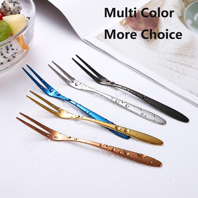 Asanta 5 PCS Small Fruit Fork, 5.1 Inch Stainless Steel Dessert Forks, Mini Fruit Forks for Appetizer Cake Cocktail, Tiny Cute Salad Forks for Party, Home, Mix Color (Silver/Gold/Rose Gold/Black/Blue) - Image 5