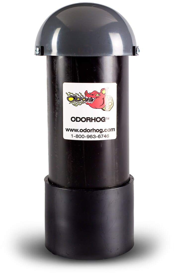 OdorHog Vent Stack Pipe Filter 4 Sizes, Black ABS with Mushroom Cap, Removes Outdoor Septic and Sewer Odors (4.0-inch) - Image 1