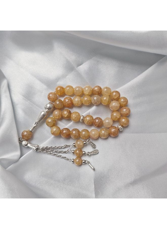 YIXIA Pieces Of Dragon Pattern Stone 10mm Muslim Prayer Beads Arabic Worship Tasbih Bracelet Ice Crackle Pattern Praise Beads - Image 1