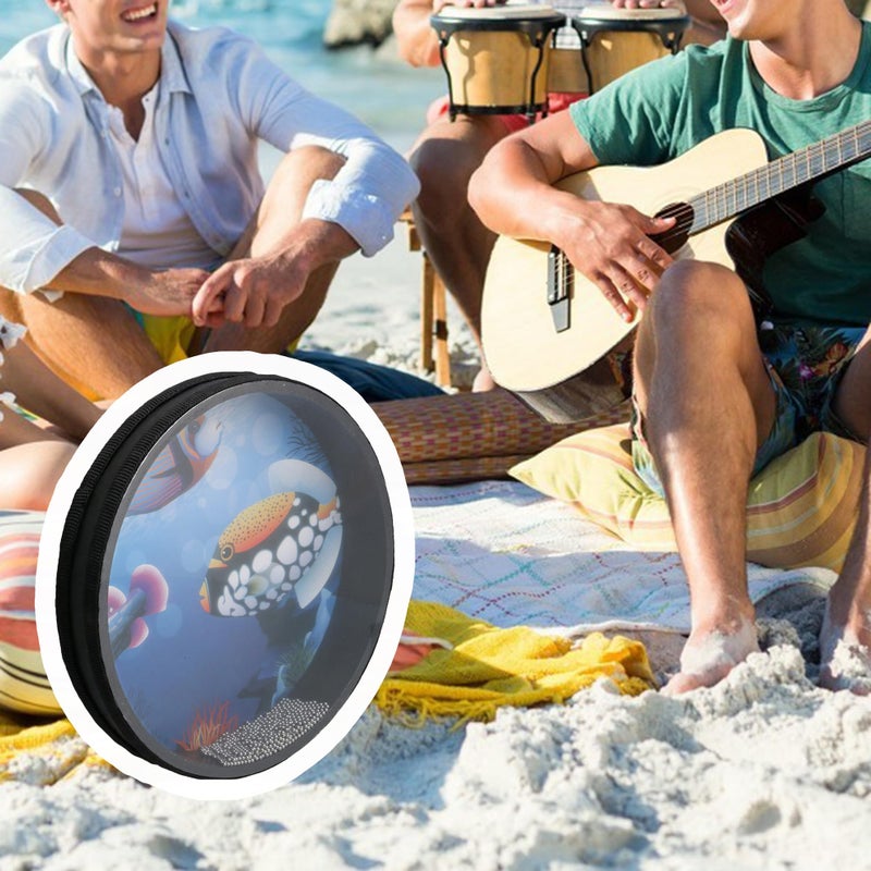 Homeswitch 10 inch Wooden Wave Bead Ocean Drum Hand Percussion Wood Musical Instrument Black - Image 2