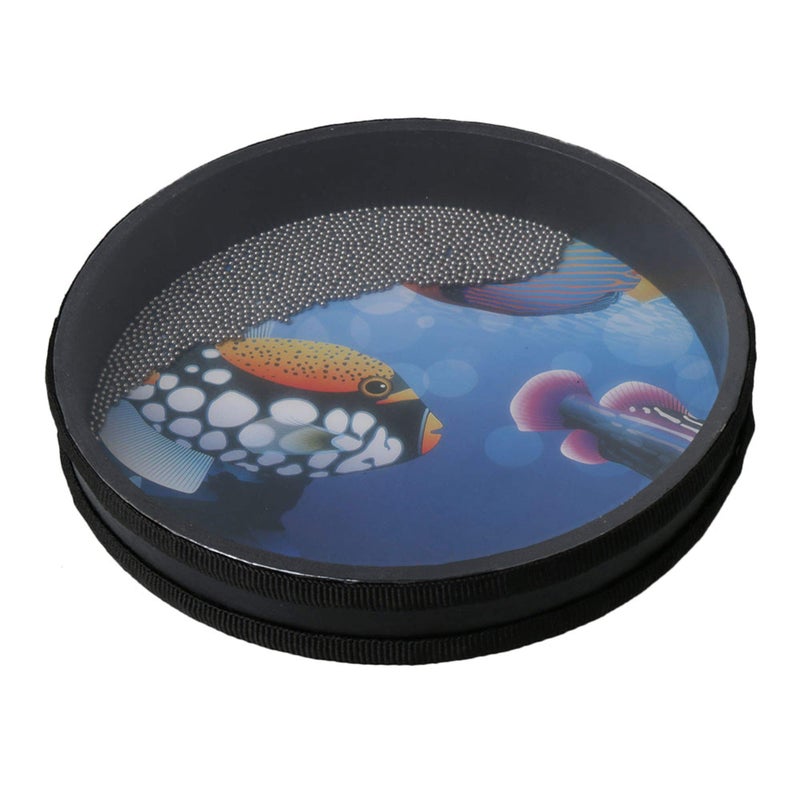 Homeswitch 10 inch Wooden Wave Bead Ocean Drum Hand Percussion Wood Musical Instrument Black - Image 1