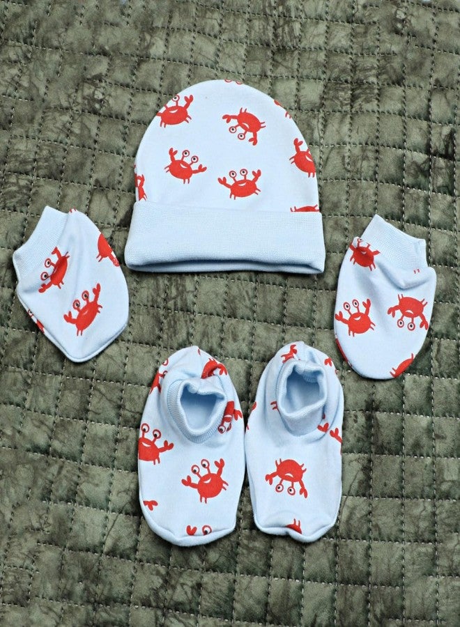 HAWKR Cotton Mittens and Booties for New Born Baby (0-9 Months)- Pack of 4 Pairs | Cotton Gloves with Gentle Elastic Wristbands & Booties |(Set of 4, Availability Colour May Vary and Print Designs) - Image 3