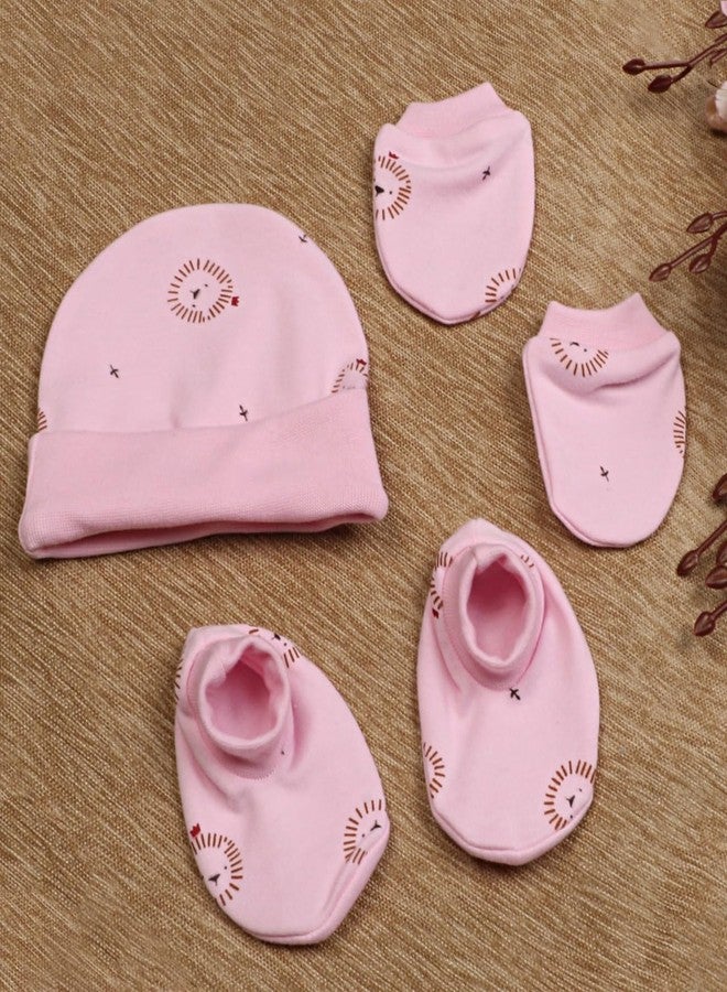 HAWKR Cotton Mittens and Booties for New Born Baby (0-9 Months)- Pack of 4 Pairs | Cotton Gloves with Gentle Elastic Wristbands & Booties |(Set of 4, Availability Colour May Vary and Print Designs) - Image 5