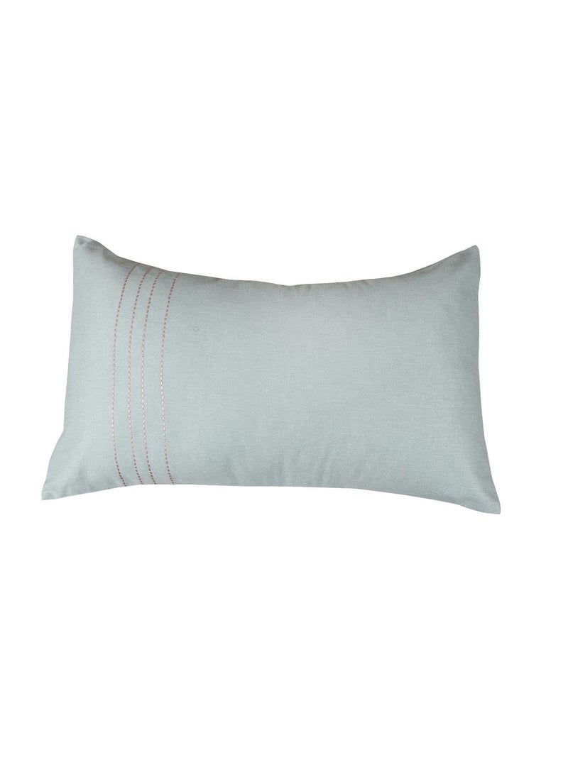 Zeba ZEBA World Cotton Blend Hand Embroidered Bedcover for Double Bed with 2 Pillow Covers | Chawal Taka - Duckegg Pink with Blue Pillows| Bedcover 90 x 108inches (7.5x9ft), Pillow 17x27in  - Image 5
