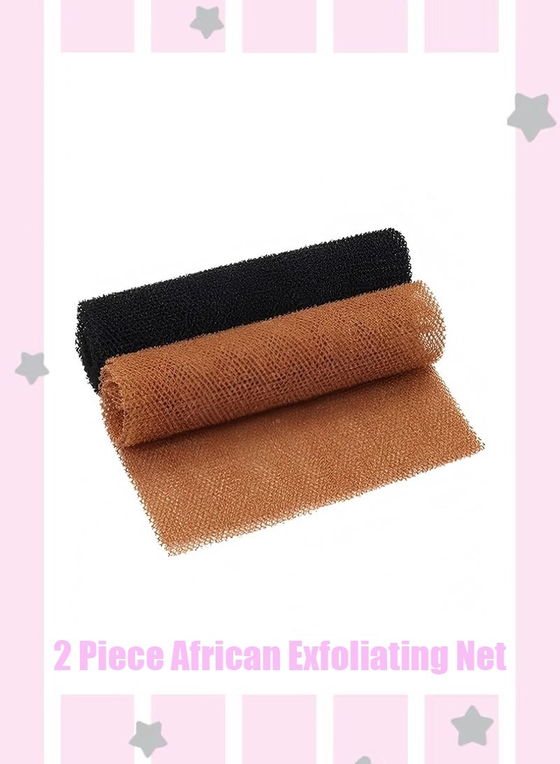 2 Piece African Net Bath Sponge African Exfoliating Long Body Scrubber Tight Weave Beauty Skin Smoother Tower Bath Cloth Porous Stretches Back Washcloths For Daily Use - Image 1