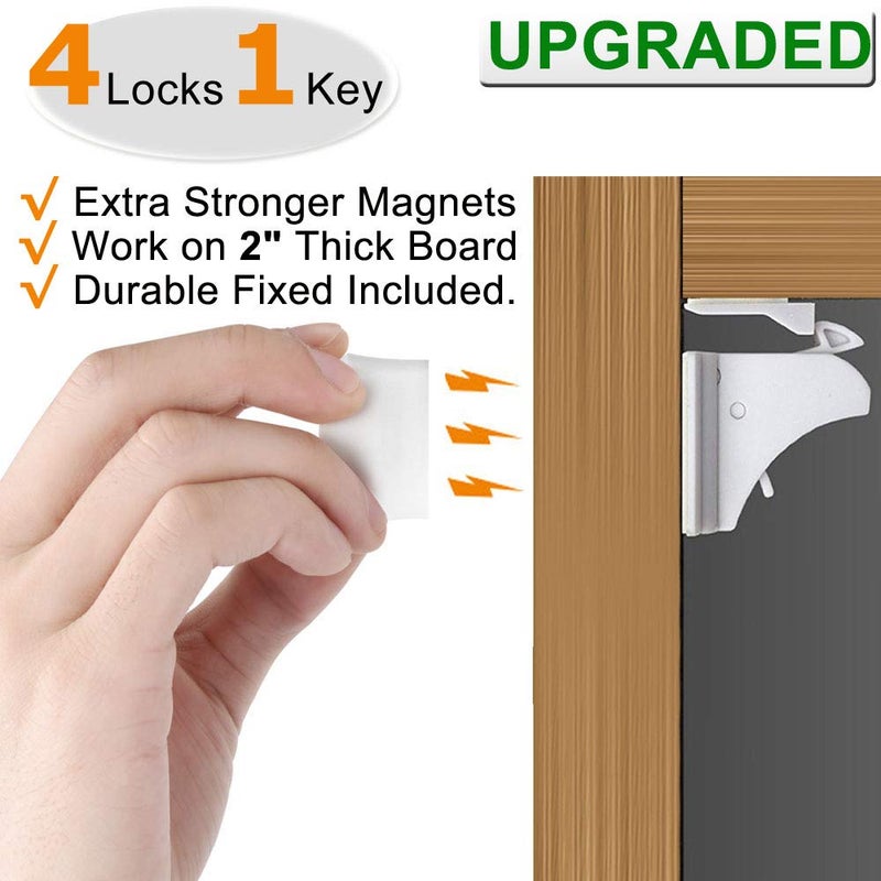 vmaisi Child Safety Magnetic Cabinet Locks - vmaisi 4 Pack Adhesive Baby Proofing Cabinets & Drawers Latches - Image 5