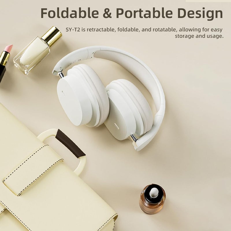 TokFaa Bluetooth Headphones Over Ear HiFi Stereo Foldable Wireless Headphones with Microphone Noise Canceling Wireless Headphones for Home Office Travel（White） - Image 5