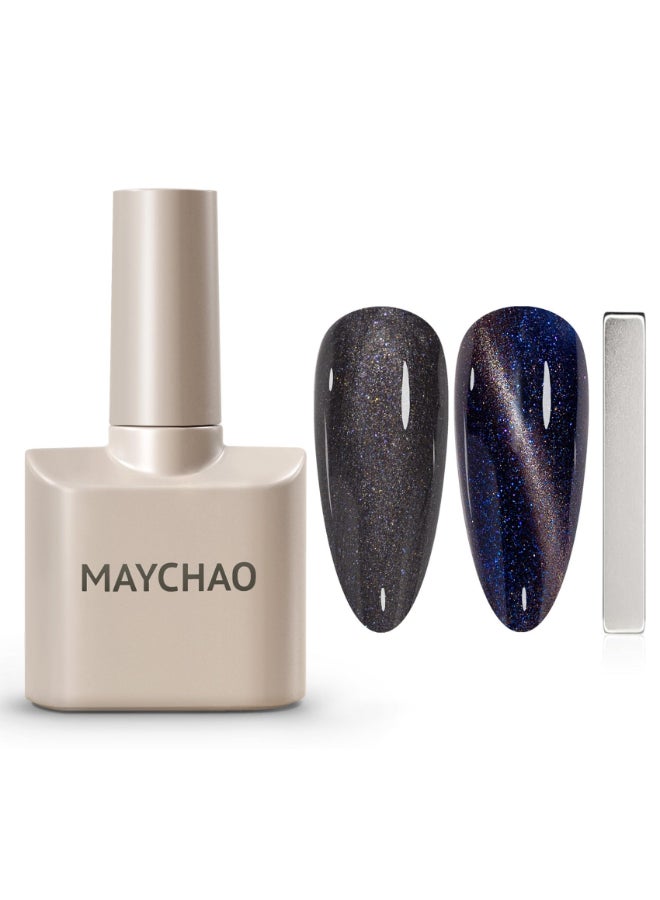 MAYCHAO 15ML Galaxy Cat Eye Gel Nail Polish 1Pc Dark Blue Shimmer Gel Polish with Magnet Soak off Holographic Magnetic Nail Polish for Nail Art Manicure Salon DIY at Home 05 OZ - Image 2