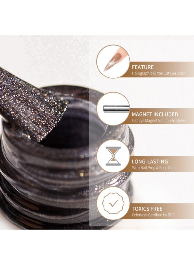 MAYCHAO 15ML Galaxy Cat Eye Gel Nail Polish 1Pc Dark Blue Shimmer Gel Polish with Magnet Soak off Holographic Magnetic Nail Polish for Nail Art Manicure Salon DIY at Home 05 OZ - Image 4