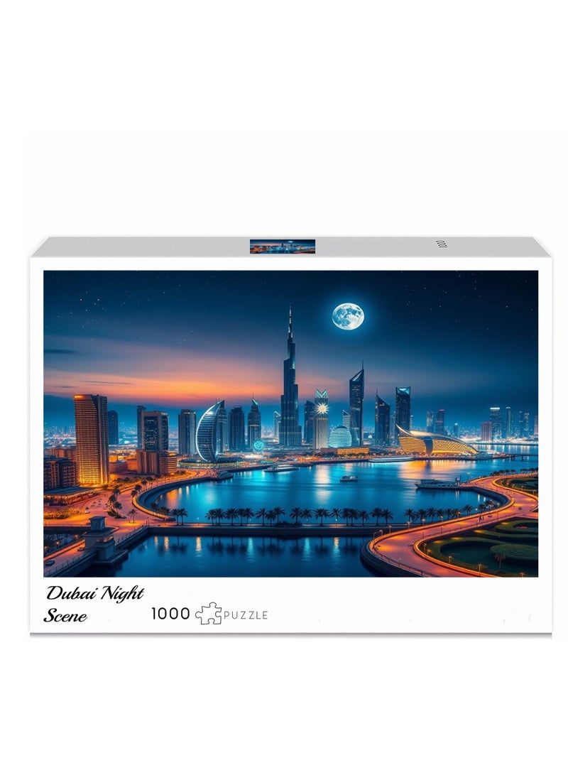 Anna 1000-Piece Dubai Nightscape Jigsaw Puzzle - Captivating City Views - Image 2