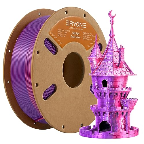 ERYONE Silk Dual Color PLA Filament 3D Printer 1.75mm +/- 0.03mm, Bicolor Filament Two Tone PLA 1KG(2.2lbs) Cardboard Spool, Orange Red&Purple - Image 1