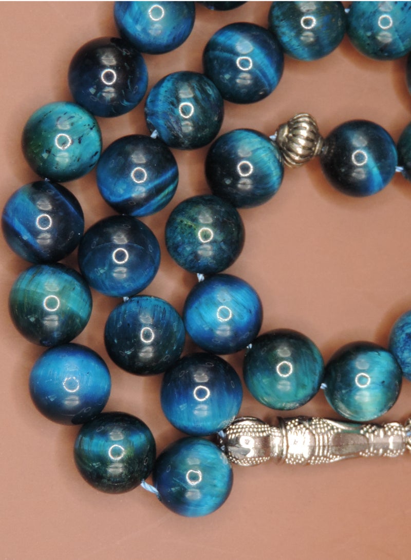 Kamins Collection Teal Tiger Eye Tasbih Prayer Beads - Image 3