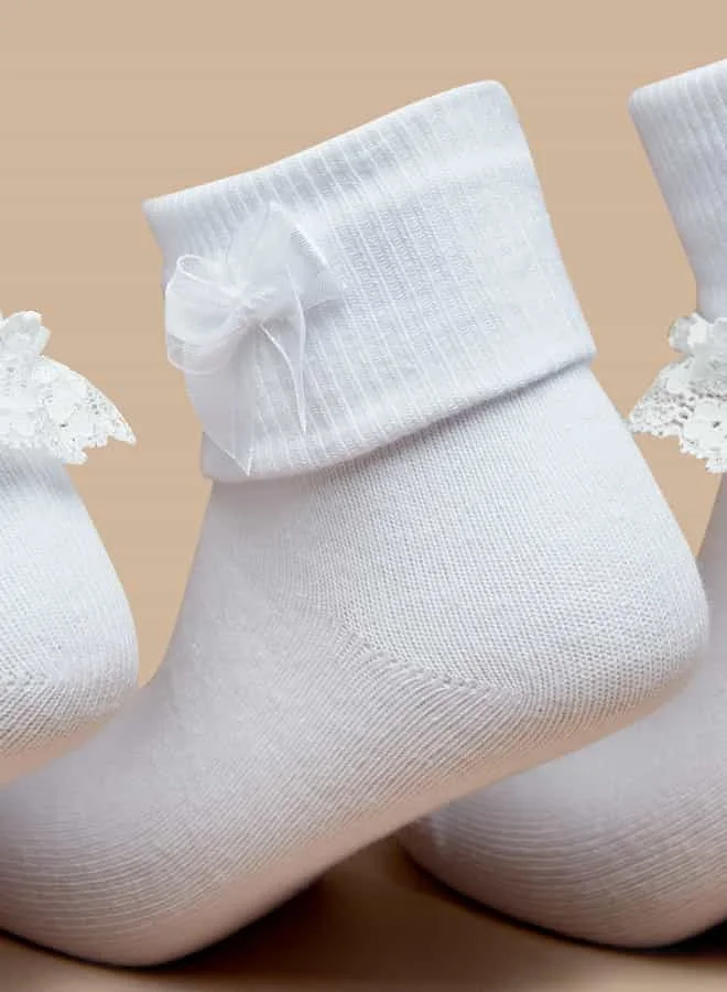 فلورا بيلا من شو إكسبرس Girls Assorted Ankle Length Socks - Set of 3