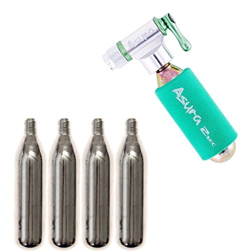 Asura 2sec CO2 Tire Inflator for Presta and Schrader Valves Includes Sleeve Starter Kit with 4 Cartridges - Image 1
